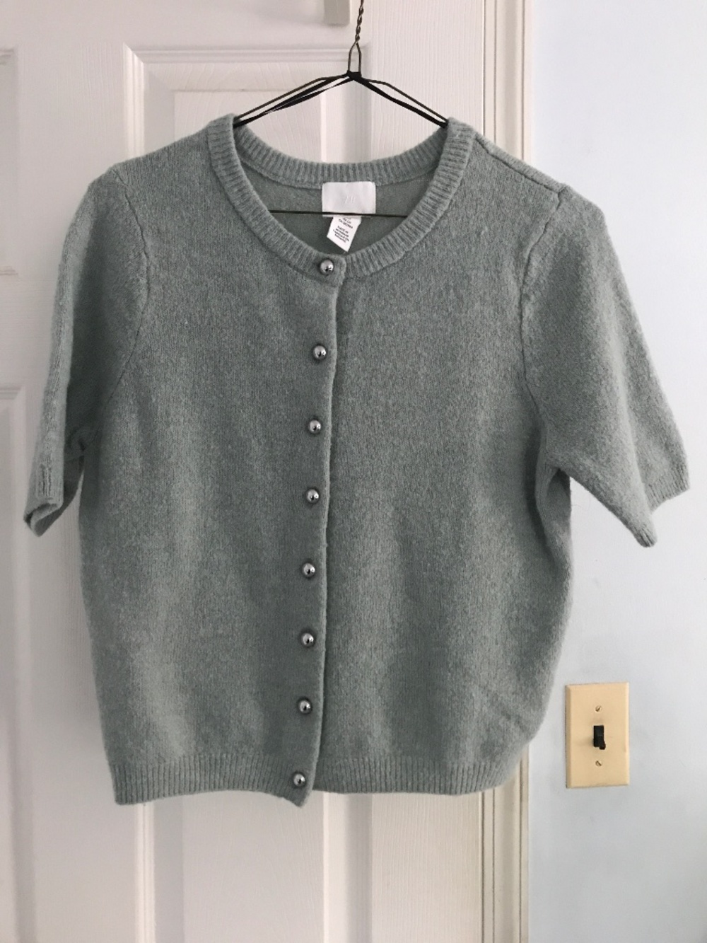 H&M Short Sleeve Sage Green  Cardigan Sweater